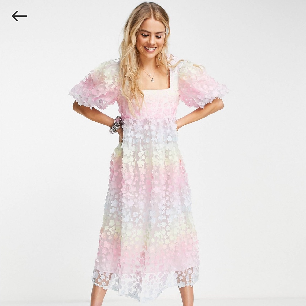 Rachel Burke 3D floral midi dress in pastel